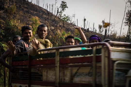 Men on transport